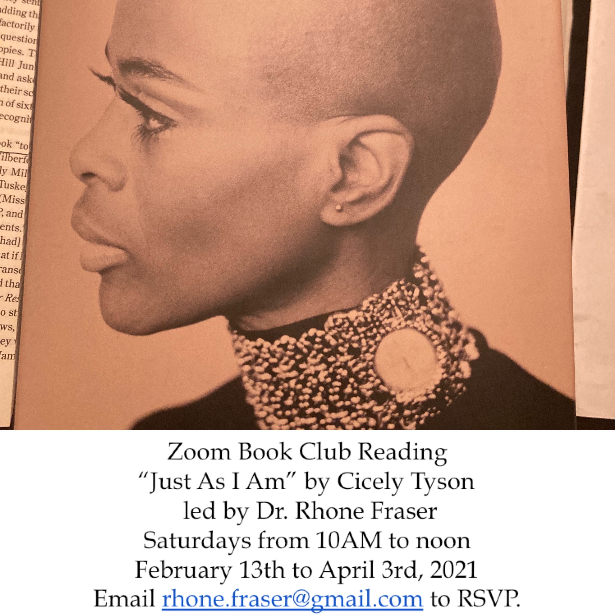 A Weekly Zoom Book Discussion of ‘Just As I Am’ by Cicely Tyson Dr