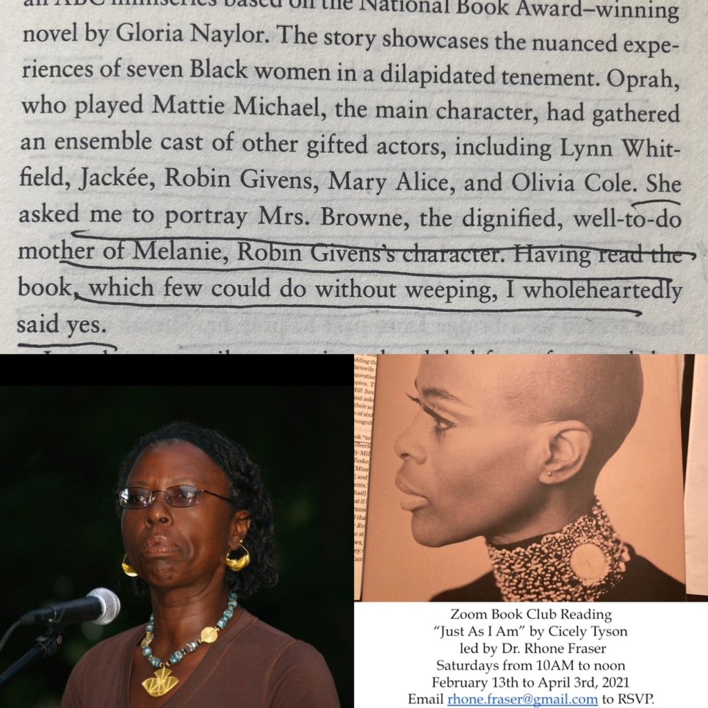 A Weekly Zoom Book Discussion of ‘Just As I Am’ by Cicely Tyson Dr